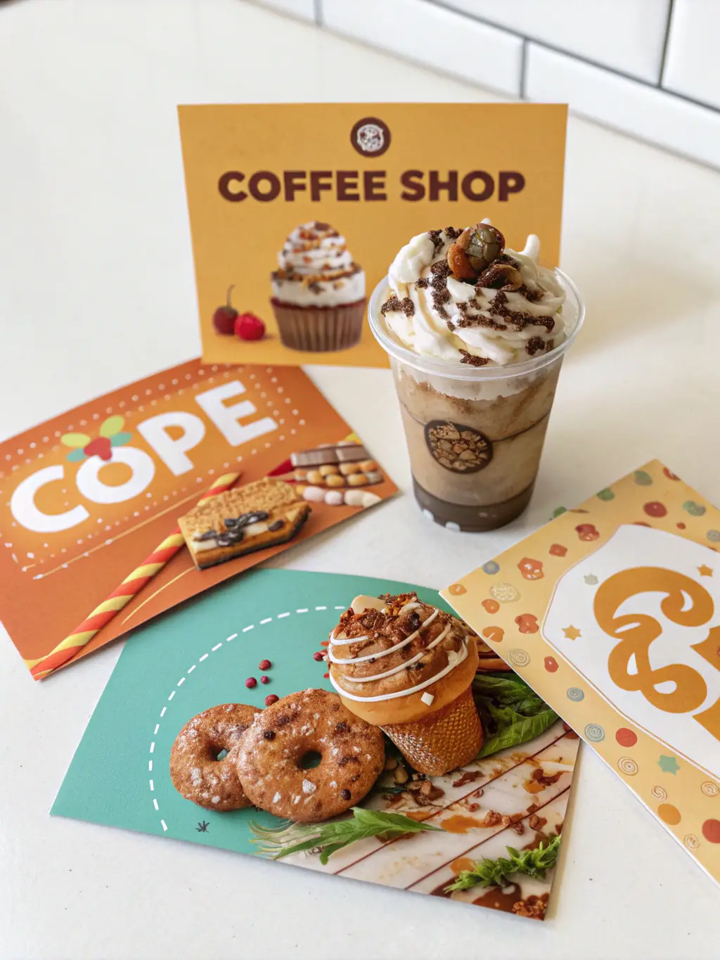 A high-quality postcard design showcasing a variety of local businesses, demonstrating the visual appeal and professional presentation of the advertising material.