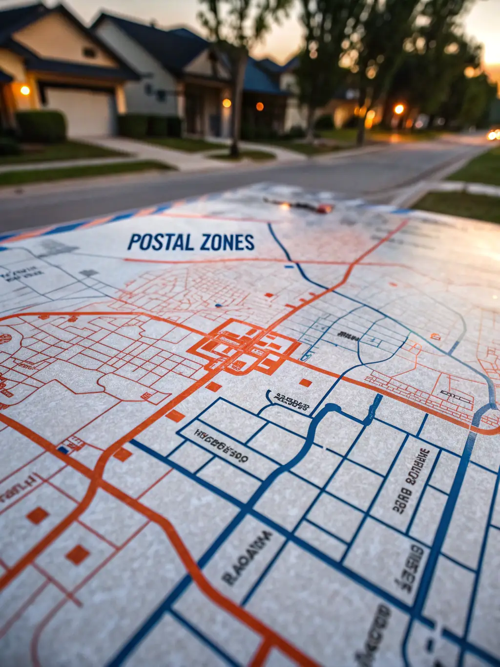 A map highlighting specific neighborhoods targeted by Buy Local Collective's postcard mailings, illustrating the hyper-local reach of the advertising strategy.